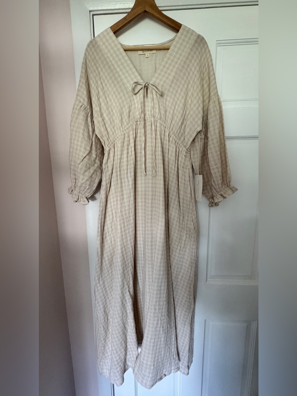 NWT, Worth Collective Hunter Dress, 100% Cotton, Baby Pink Plaid, Medium